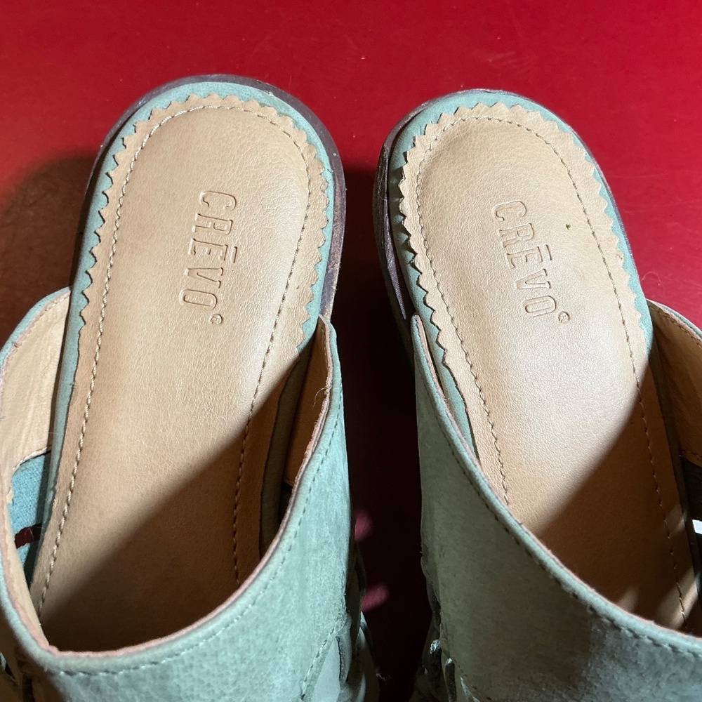 Mule Slides 8 leather woven Sage Green Slip-On Clogs Coastal Boho Resort Crevo - Picture 11 of 15